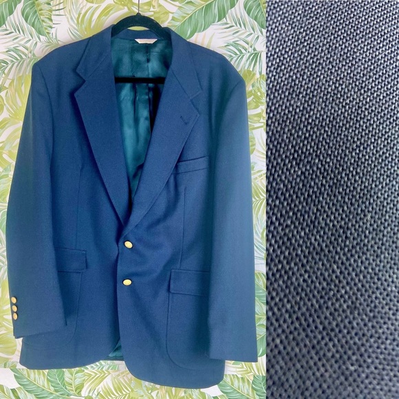 Men’s Dark Blue Stafford Wool Blend Blazer Coat Sports Coat Suit Jacket Size 44‎ - Picture 1 of 17